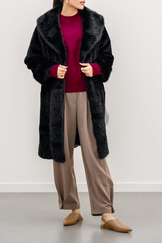 BLACK MOB FUR COAT