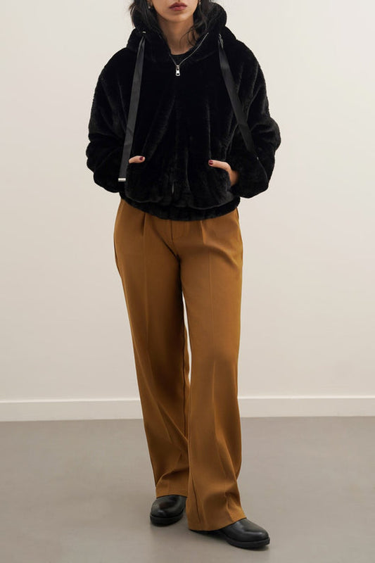 SHORT FUR HOODIE